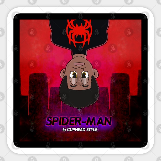 miles morales drawing in Cuphead style Sticker by Style cuphead 